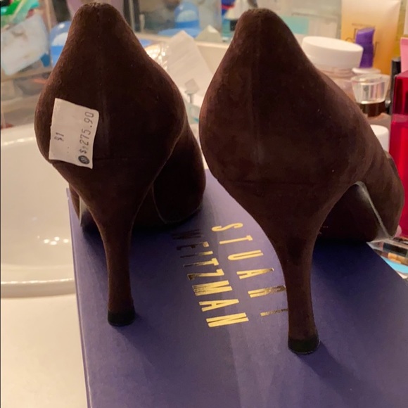 Stuart Weitzman Chocolate Brown Suede Pumps-NEW - Picture 5 of 8